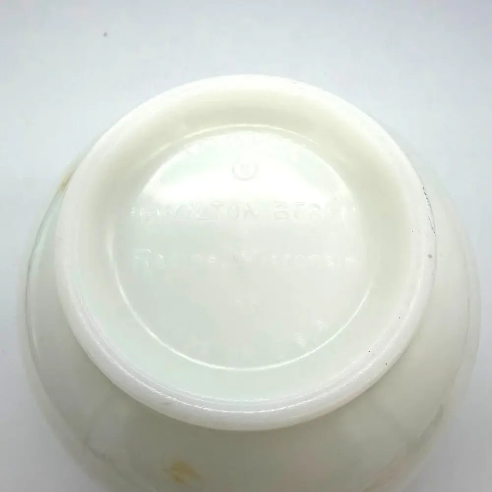 Vintage Pyrex Hamilton Beach White Milk Glass Ribbed Mixing Bowl 6.25